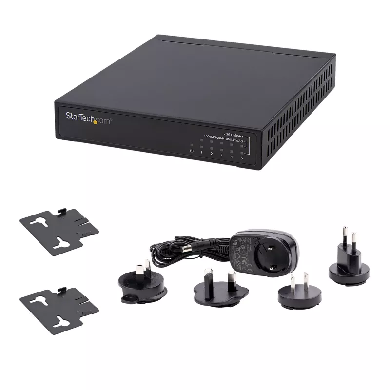 StarTech.com 5 portu 2.5G neuzraudzīts tīkla slēdzis - Multi-Gigabit Ethernet slēdzis - DIN sliedes vai sienas montāža - 9K Jumbo