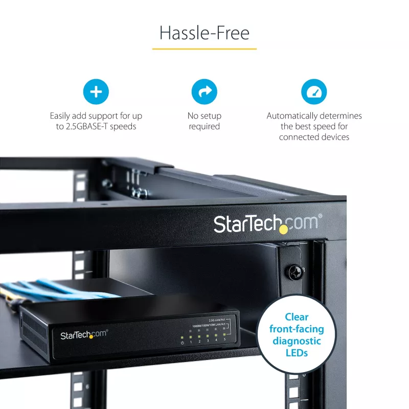 StarTech.com 5 portu 2.5G neuzraudzīts tīkla slēdzis - Multi-Gigabit Ethernet slēdzis - DIN sliedes vai sienas montāža - 9K Jumbo
