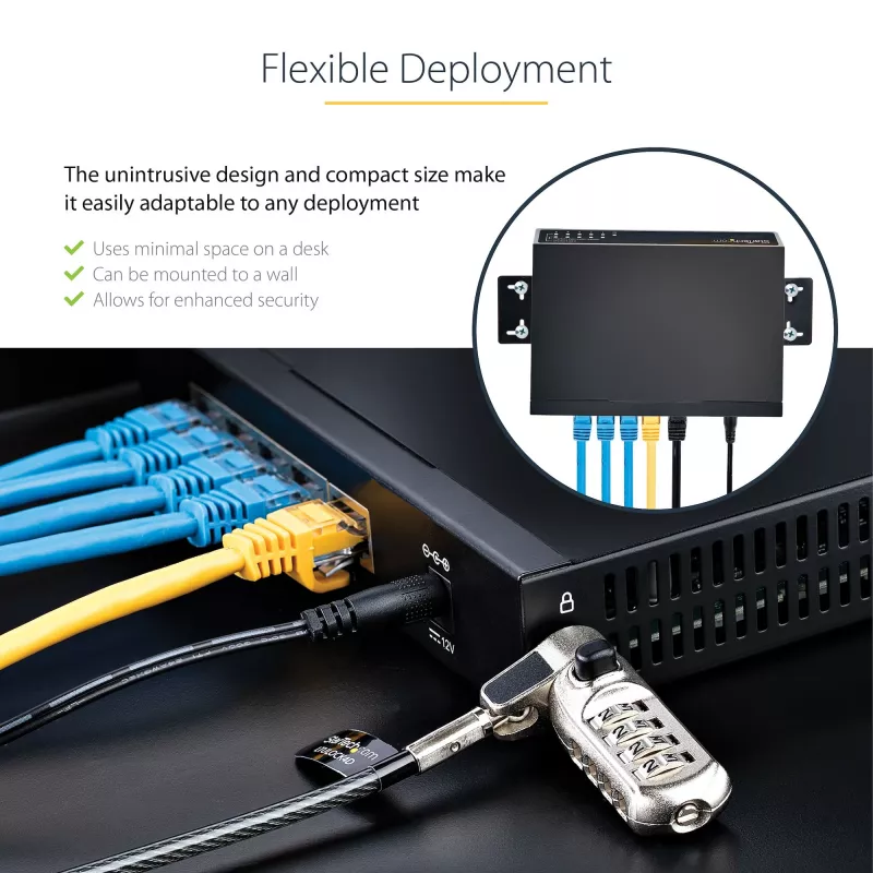 StarTech.com 5 portu 2.5G neuzraudzīts tīkla slēdzis - Multi-Gigabit Ethernet slēdzis - DIN sliedes vai sienas montāža - 9K Jumbo