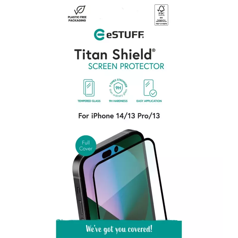 eSTUFF ES501351 rūdīta stikla ekrāna aizsargs Apple iPhone 14/13 Pro/13 caurspīdīgs 1 gab.