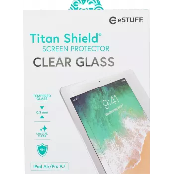 eSTUFF TITAN SHIELD® rūdīta stikla ekrāna aizsargs iPad 9,7 collu modeļiem - caurspīdīgs
