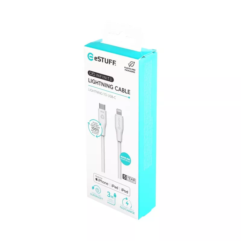 Lightning kabelis eSTUFF ES602370 3m USB-C 2.4A 5V