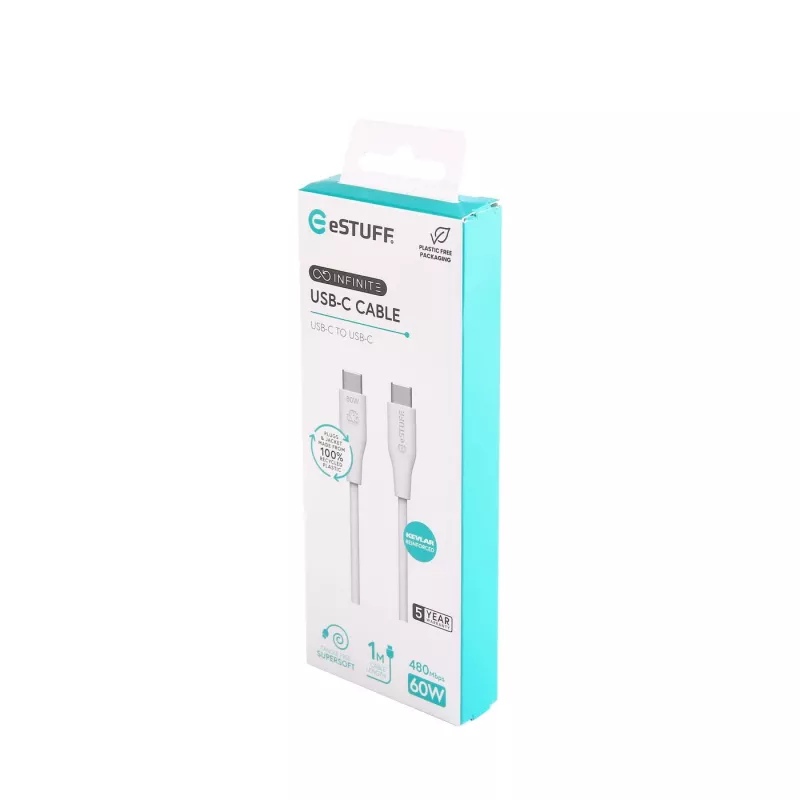 eSTUFF ES604170 USB kabelis USB 2.0 1 m USB-C balts