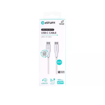 USB kabelis eSTUFF ES604270 2m USB-C balts USB 2.0 0.48 Gbit/s