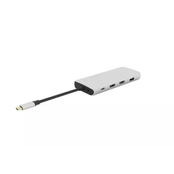 eSTUFF ES623009 12-in-1 USB-C centrmezgls, USB 3.2 Gen 1, 5000 Mbit/s, pelēks
