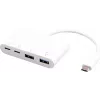 USB centrmezgls eSTUFF USB-C uz 2 x USB 3.0 un 2 x USB-C 3.1 10000 Mbit/s Balts