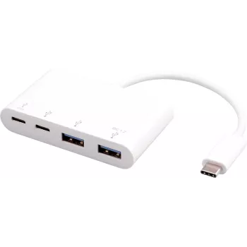USB centrmezgls eSTUFF USB-C uz 2 x USB 3.0 un 2 x USB-C 3.1 10000 Mbit/s Balts
