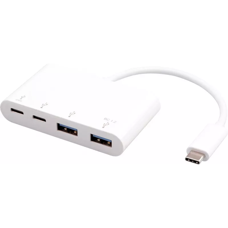 USB centrmezgls eSTUFF USB-C uz 2 x USB 3.0 un 2 x USB-C 3.1 10000 Mbit/s Balts