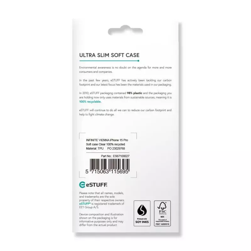 eSTUFF ES67100027 caurspīdīgs vāciņš iPhone 15 Pro 15,5 cm (6,1 inch)