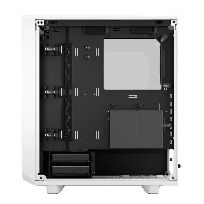 Fractal Design Meshify 2 Compact FD-C-MES2C-05 ATX vidējā torņa korpuss, caurspīdīga rūdīta stikla logs, bez barošanas bloka, balts