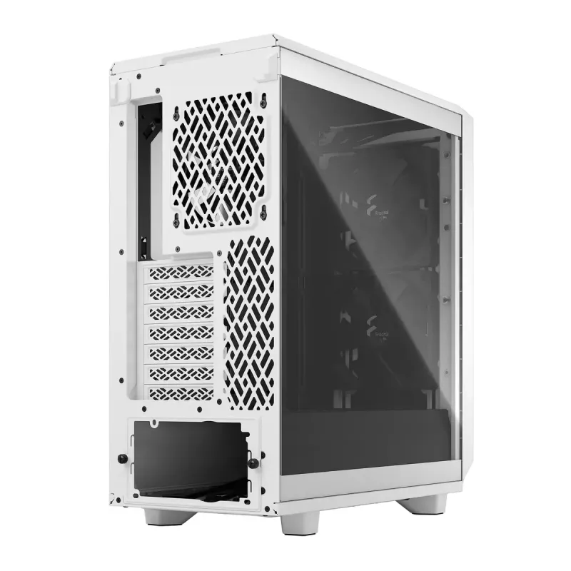 Fractal Design Meshify 2 Compact FD-C-MES2C-05 ATX vidējā torņa korpuss, caurspīdīga rūdīta stikla logs, bez barošanas bloka, balts