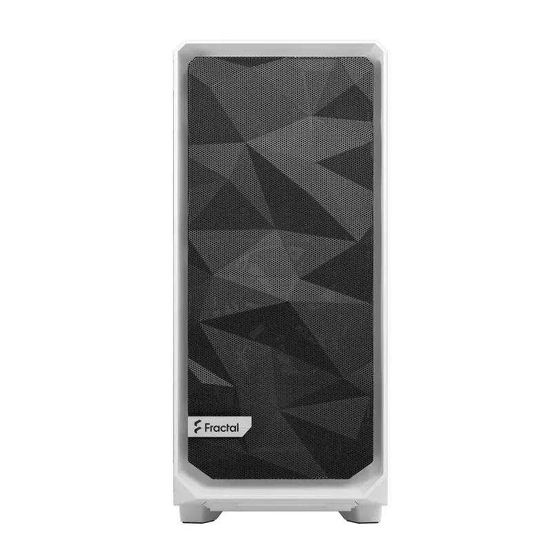 Fractal Design Meshify 2 Compact FD-C-MES2C-05 ATX vidējā torņa korpuss, caurspīdīga rūdīta stikla logs, bez barošanas bloka, balts