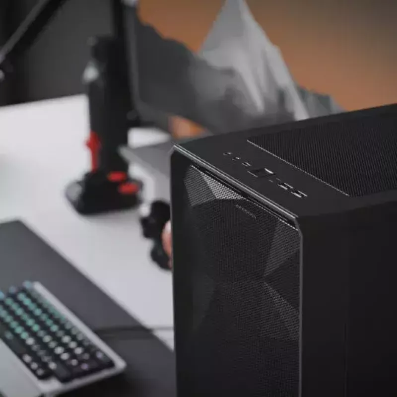 Fractal Design Meshify 2 Compact FD-C-MES2C-05 ATX vidējā torņa korpuss, caurspīdīga rūdīta stikla logs, bez barošanas bloka, balts