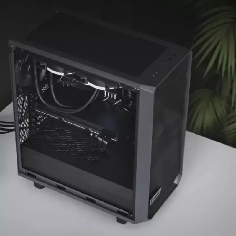 Fractal Design Meshify 2 Compact FD-C-MES2C-05 ATX vidējā torņa korpuss, caurspīdīga rūdīta stikla logs, bez barošanas bloka, balts