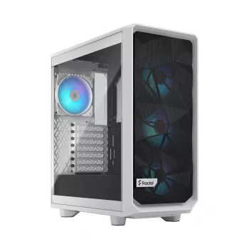 PC korpuss Fractal Design Meshify 2 Compact RGB White — ATX/microATX/Mini-ITX, 4x120 mm RGB priekšā, 1x120 mm aizmugurē, 2.5/3.5 collu diskdziņi
