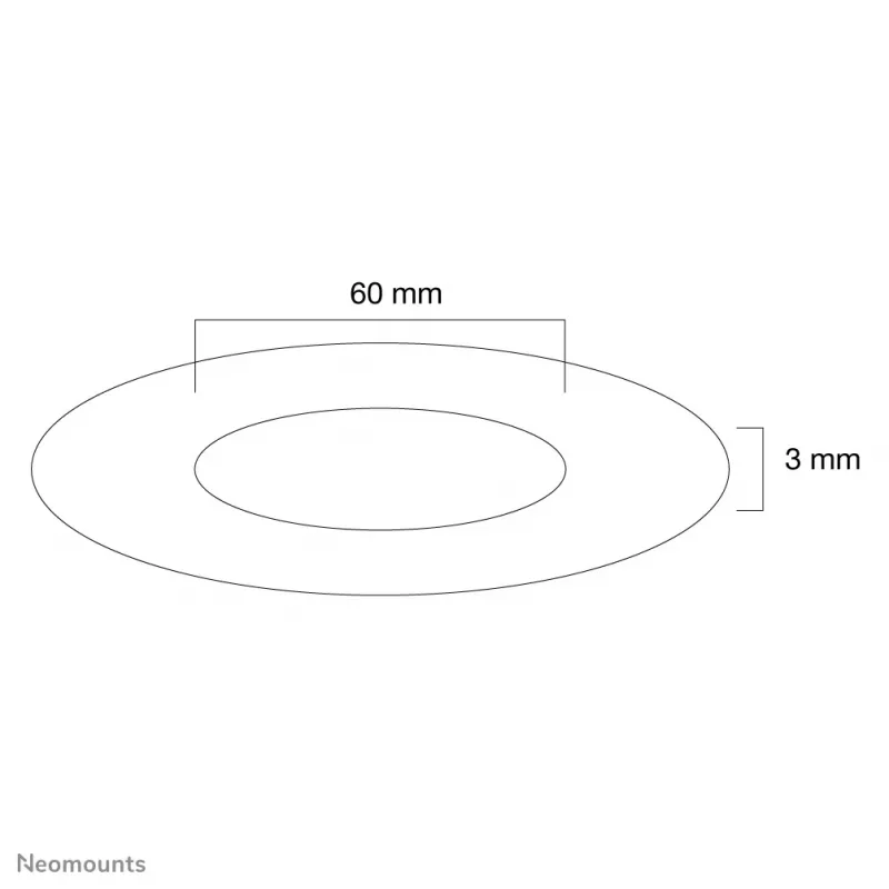 Neomounts FPMA-CRS6 Griestu pārsegs - diam. 60 mm, Sudraba, Plastmasa, Griestiem, 3 mm, 6 cm, 1 gab.