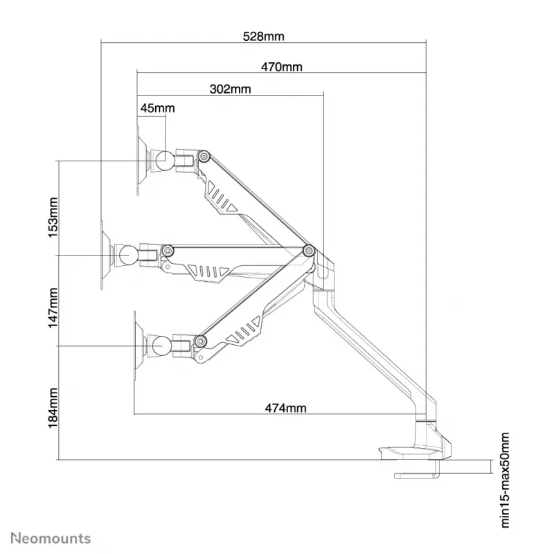 Neomounts FPMA-D750SILVER monitora roka 10-32 collas - gāzes atspere - Topfix
