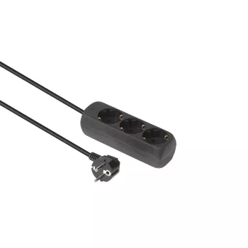 Microconnect GRU003B-WOS pagarinātājs 1.5 m 3 kontaktligzdas Melns