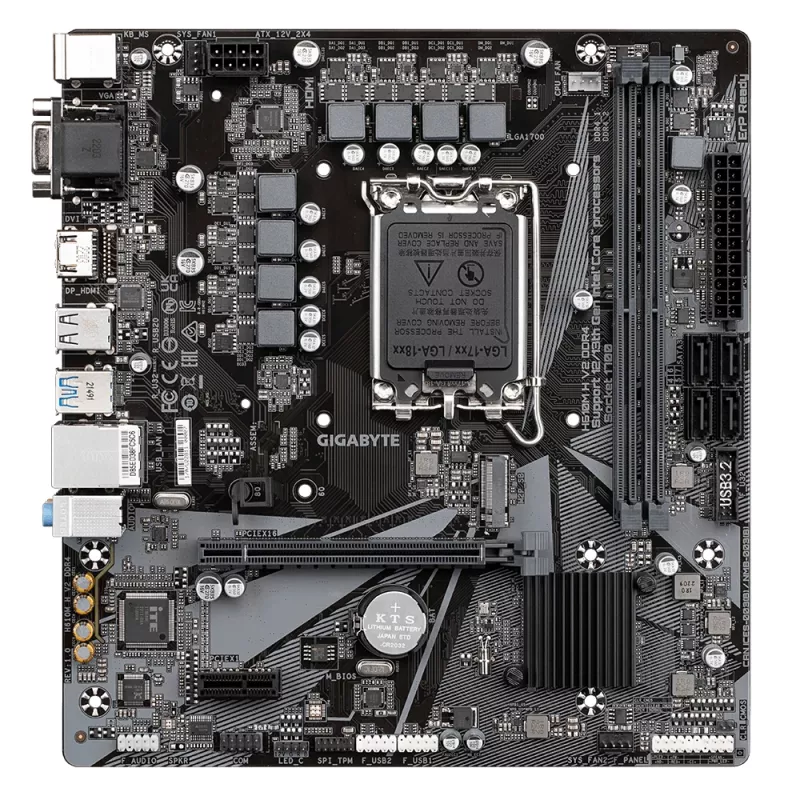 GIGABYTE H610M H V2 DDR4 mātesplate - atbalsta Intel Core 14. paaudzes CPU, 6+1+1 hibrīda digitālā VRM, līdz 3200MHz DDR4 (OC), 1xPCIe 3.0 M.2, GbE LAN, USB 3.2 Gen 1