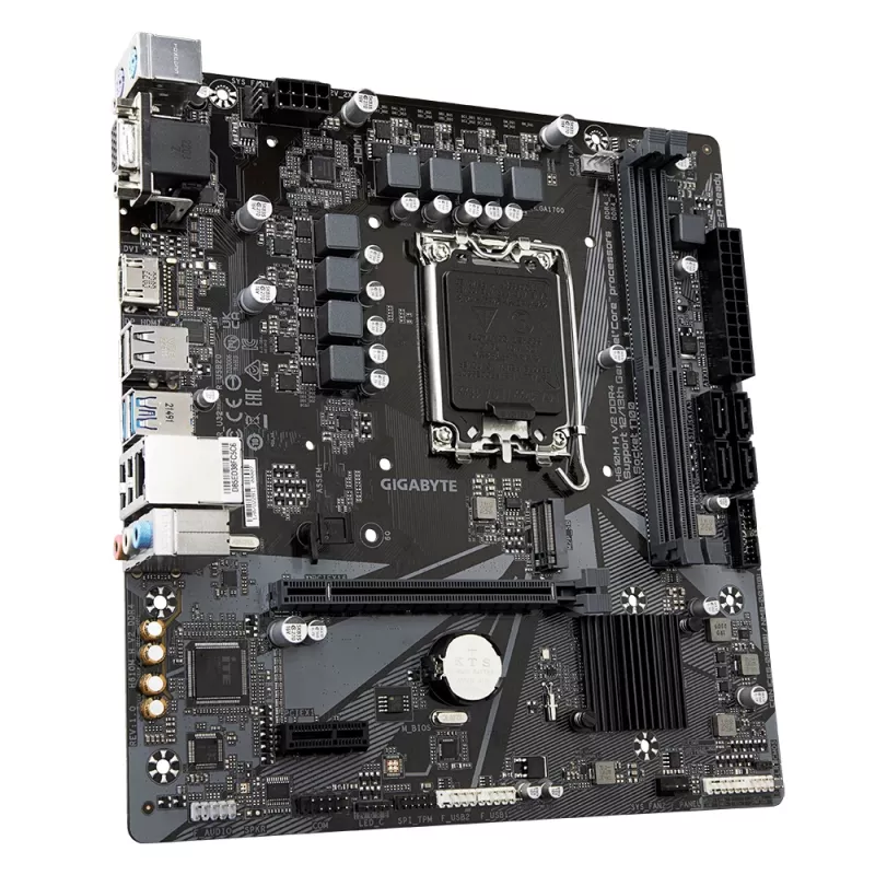 GIGABYTE H610M H V2 DDR4 mātesplate - atbalsta Intel Core 14. paaudzes CPU, 6+1+1 hibrīda digitālā VRM, līdz 3200MHz DDR4 (OC), 1xPCIe 3.0 M.2, GbE LAN, USB 3.2 Gen 1