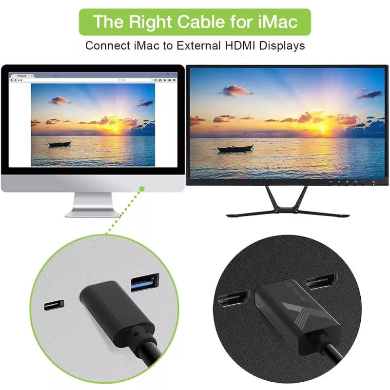 Techly USB-C uz HDMI 2.0 4K adaptera kabelis 2m Melns