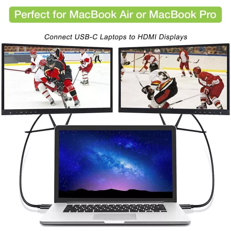Techly USB-C uz HDMI 2.0 4K adaptera kabelis 2m Melns