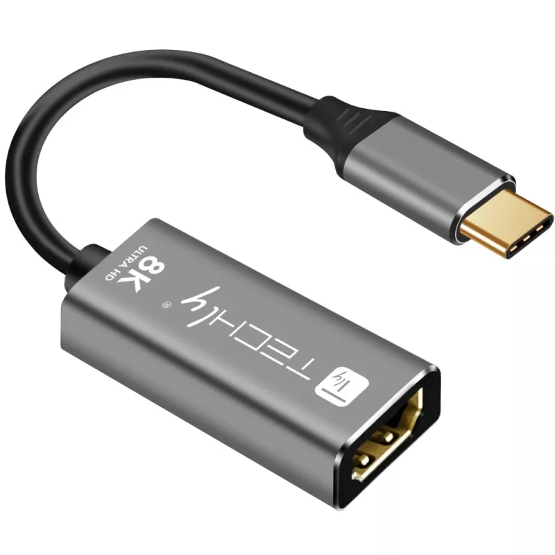 Techly IADAP-USBC-HDMI8 USB grafiskais adapteris 7680 x 4320 pikseļi Melns, Sudrabs