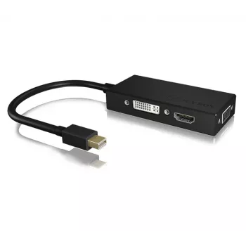 ICY BOX IB-AC1032 Mini DisplayPort uz DVI-D + VGA (D-Sub) + HDMI adapter, melns