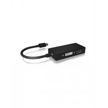 ICY BOX IB-AC1032 Mini DisplayPort uz DVI-D + VGA (D-Sub) + HDMI adapter, melns