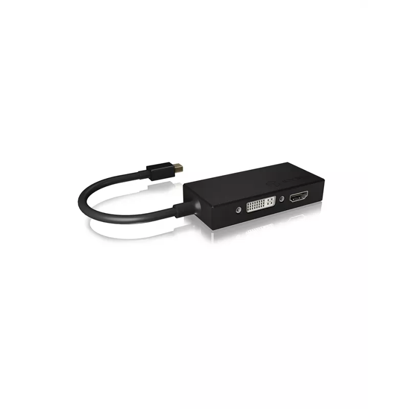 ICY BOX IB-AC1032 Mini DisplayPort uz DVI-D + VGA (D-Sub) + HDMI adapter, melns