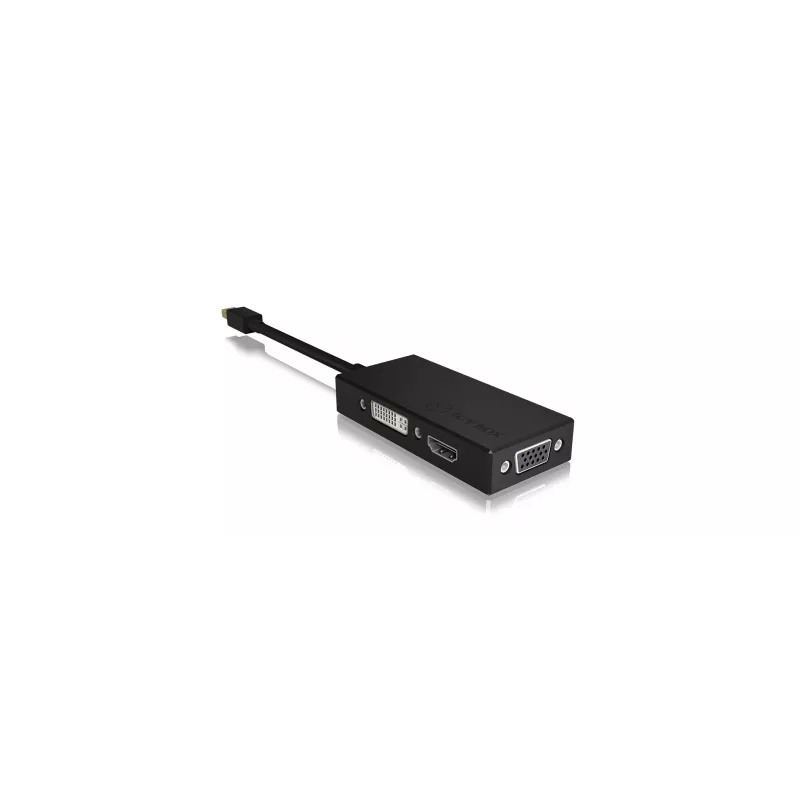 ICY BOX IB-AC1032 Mini DisplayPort uz DVI-D + VGA (D-Sub) + HDMI adapter, melns