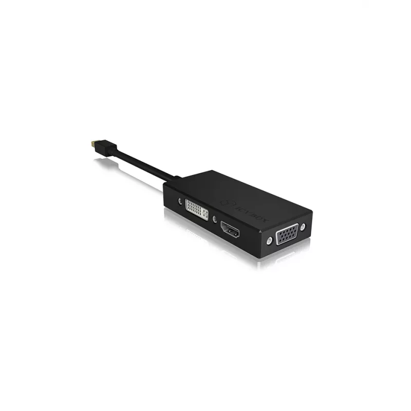 ICY BOX IB-AC1032 Mini DisplayPort uz DVI-D + VGA (D-Sub) + HDMI adapter, melns