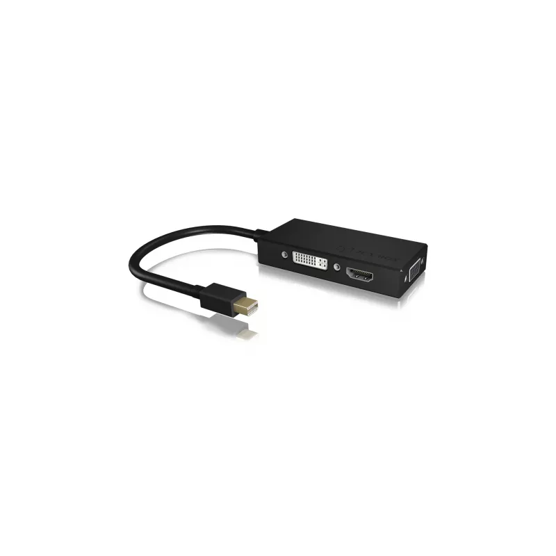 ICY BOX IB-AC1032 Mini DisplayPort uz DVI-D + VGA (D-Sub) + HDMI adapter, melns