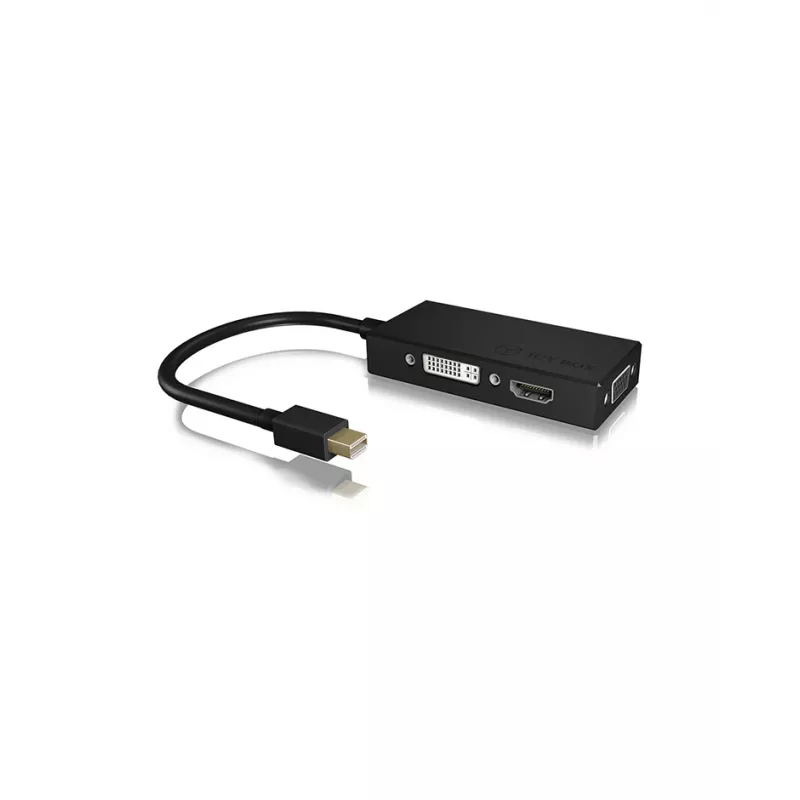ICY BOX IB-AC1032 Mini DisplayPort uz DVI-D + VGA (D-Sub) + HDMI adapter, melns