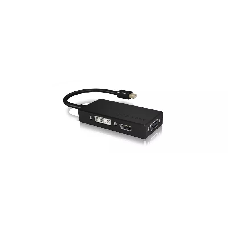 ICY BOX IB-AC1032 Mini DisplayPort uz DVI-D + VGA (D-Sub) + HDMI adapter, melns