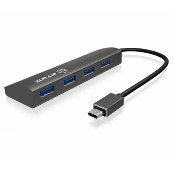 RAIDSONIC IB-AC6405-C USB 3.2 Gen 1 Type-C centrmezgls, 4 porti, melns, alumīnijs