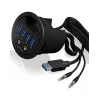 ICY BOX IB-HUB1403A USB 3.0 centrmezgls galdam, 4 porti, ar audio pieslēgvietām, melns