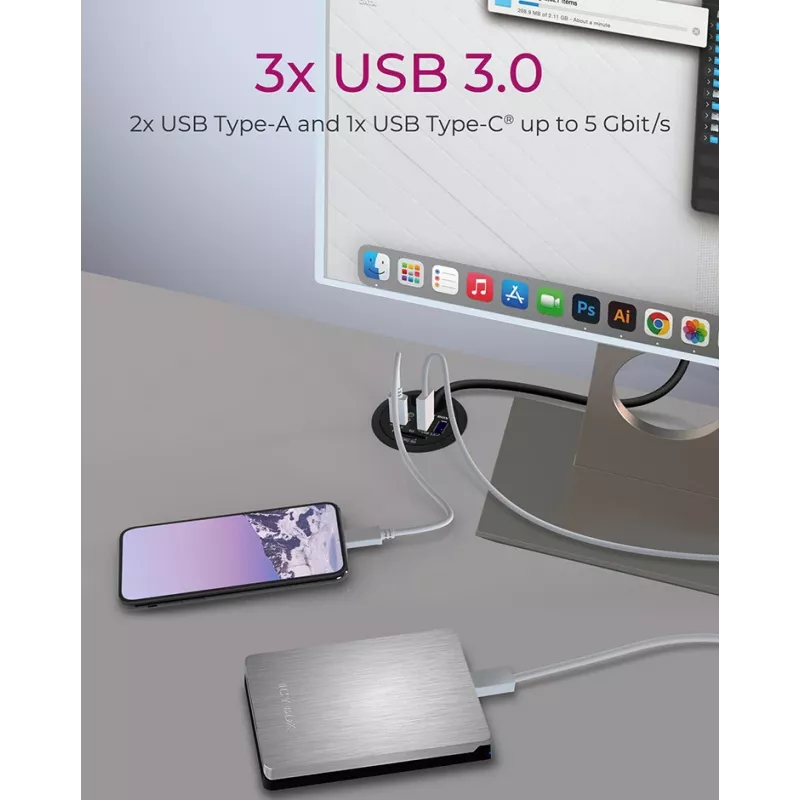 ICY BOX IB-HUB1404A USB centrmezgls ar karšu lasītāju, melns