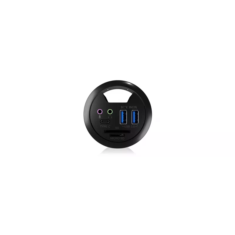 ICY BOX IB-HUB1404A USB centrmezgls ar karšu lasītāju, melns