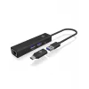 ICY BOX IB-HUB1439-LAN vadu USB 3.2 Gen 1 (3.1 Gen 1) Type-A centrmezgls, melns