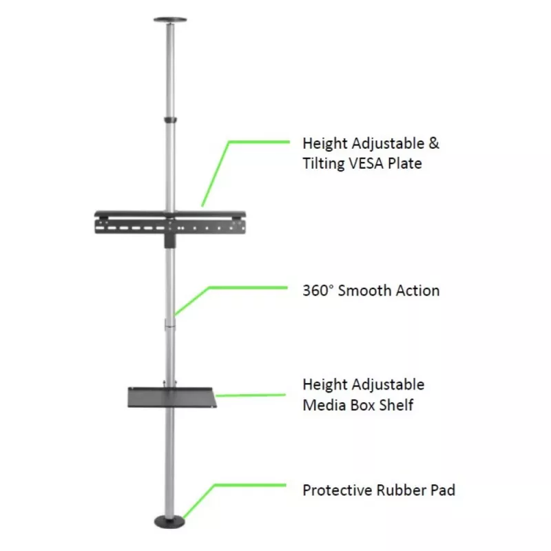 Statīvs TV Techly ICA-TR32 sudrabs, 177.8 cm (70 inch)