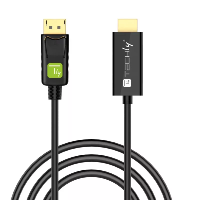 Techly ICOC-DSP-H12-010 savienojuma kabelis no DisplayPort 1.2 uz HDMI, M/M, 1 m, melnā krāsā