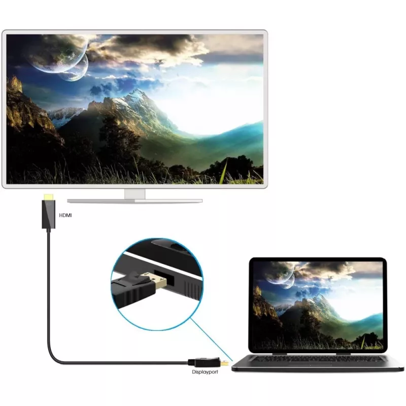 Techly ICOC-DSP-H12-010 savienojuma kabelis no DisplayPort 1.2 uz HDMI, M/M, 1 m, melnā krāsā