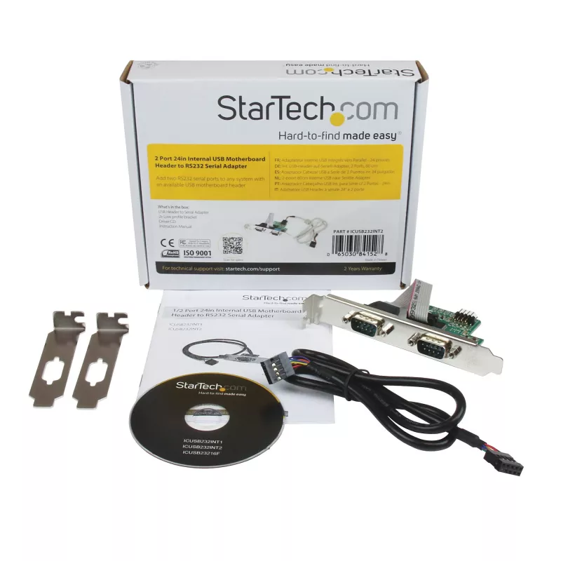 StarTech.com 24 collu iekšējais USB mātesplates savienotājs uz 2 portu RS232 seriālo adapteri
