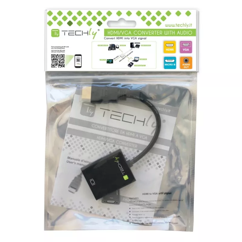 Techly HDMI-VGA2AU adapteris HDMI uz VGA ar Micro USB un audio 0.15 m