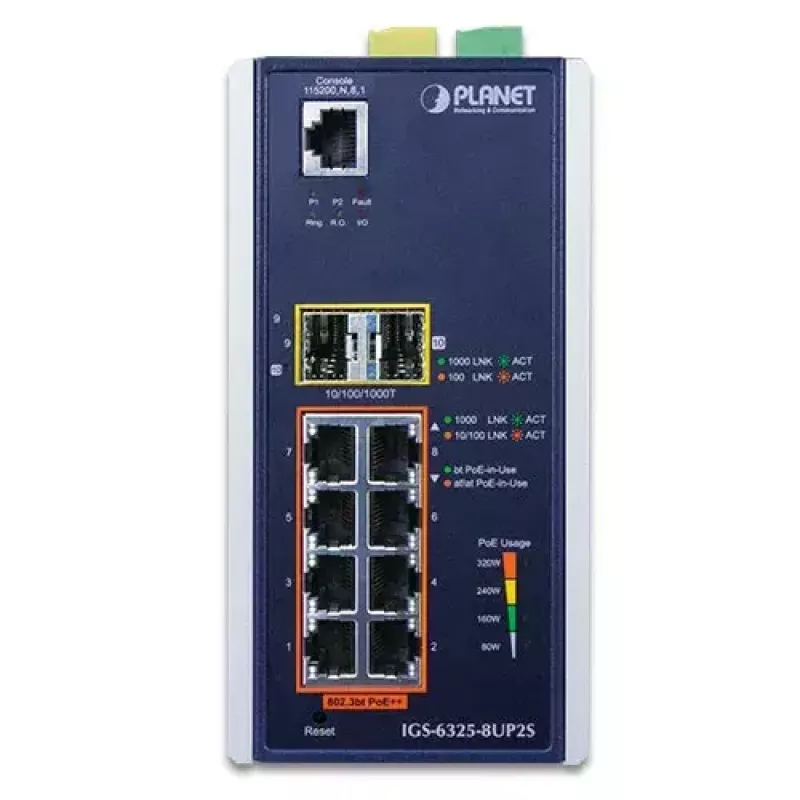 Pārvaldāms L3 slēdzis PLANET IGS-6325-8UP2S 8 porti Gigabit Ethernet PoE