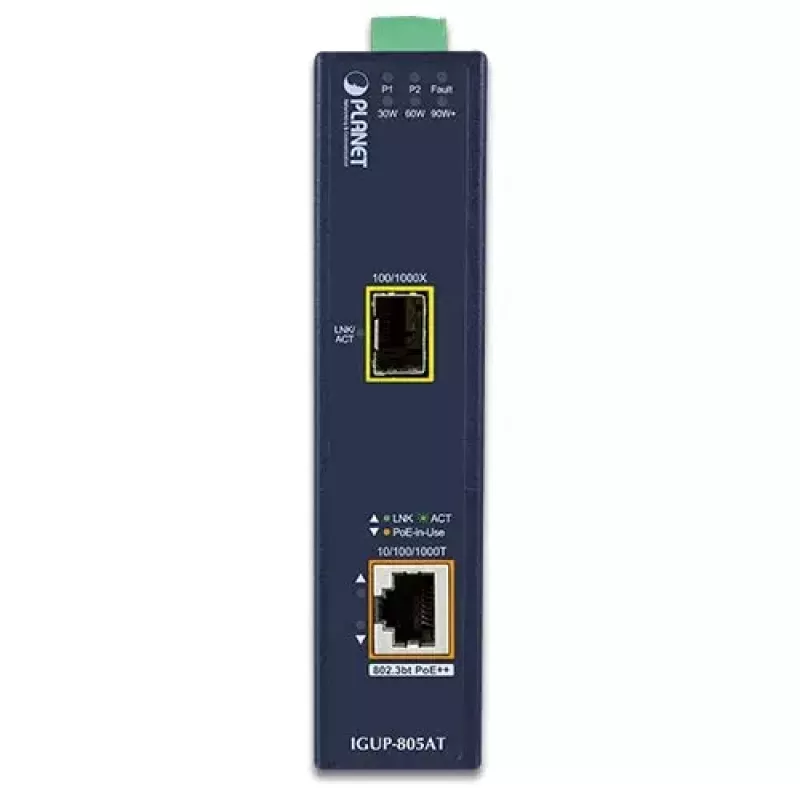 PLANET IGUP-805AT Industriālais Gigabitu tīkla pārveidotājs ar PoE++