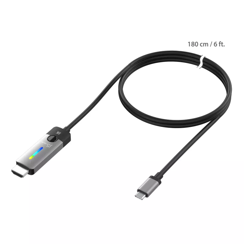 j5create JCC157-N USB-C uz HDMI 2.1 8K kabelis 1.79m