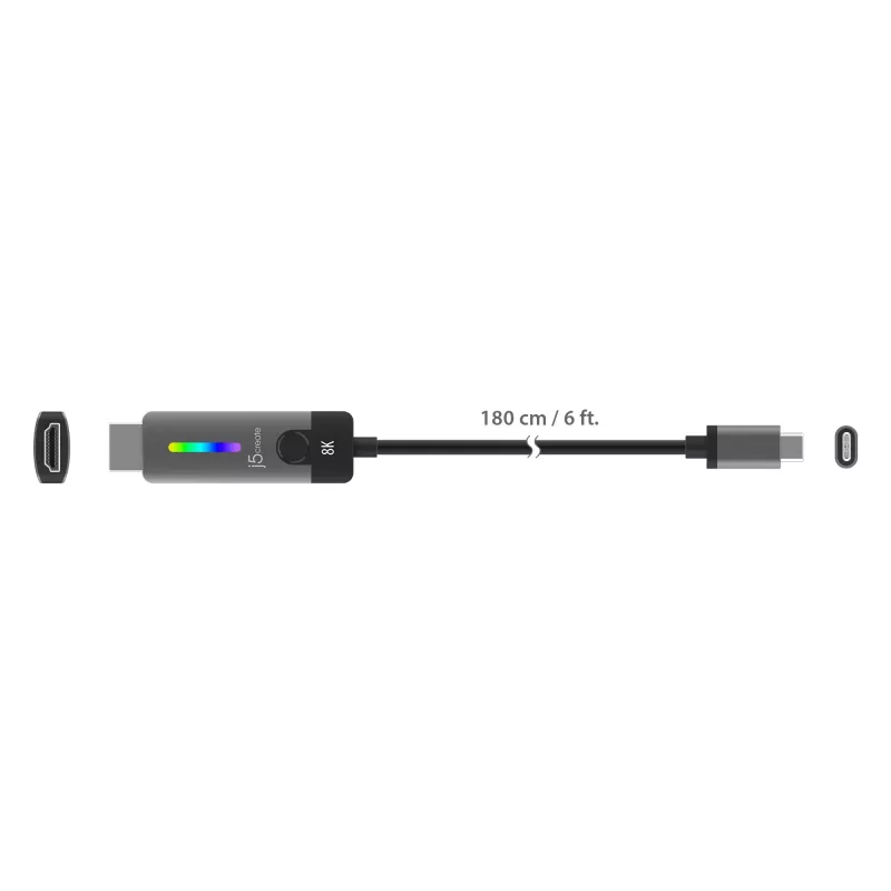 j5create JCC157-N USB-C uz HDMI 2.1 8K kabelis 1.79m