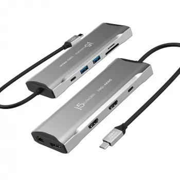 j5create JCD397-N 4K60 Elite USB-C Mini Doks ar vairāku monitoru atbalstu